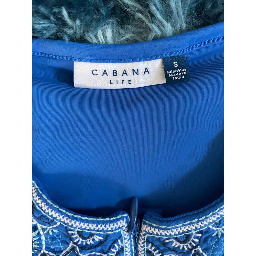 Cabana Life Embroidered Swim Top UPF 50+ Long Sleeve Blue Size S - Picture 2 of 2